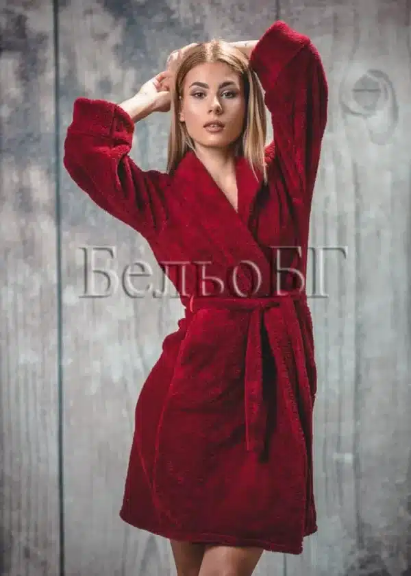 Дамски халат велсофт Десислава Бордо