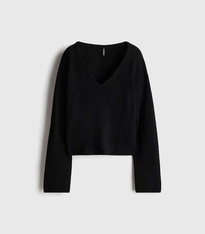 Fine-knit V-neck jumper