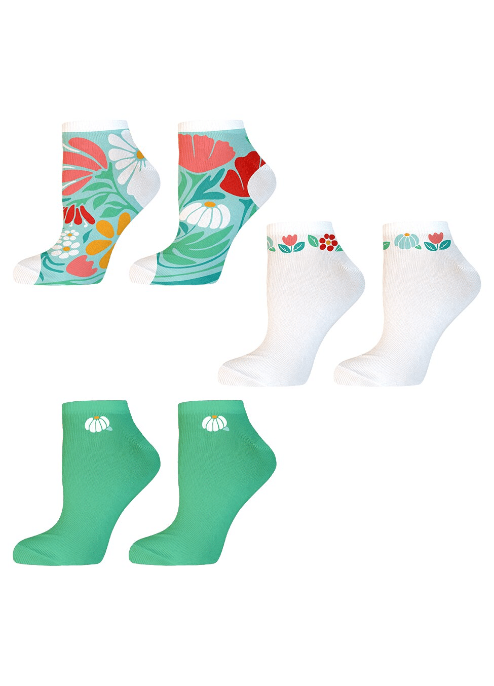 Комплект 3 бр. къси чорапи Happy Foottopia Флора (2) Комплект 3 бр. къси чорапи Happy Foottopia Флора
