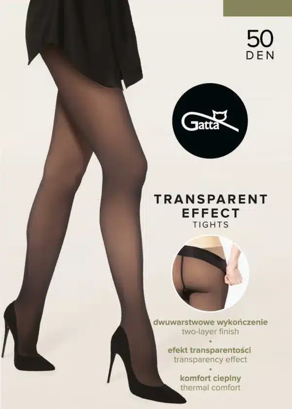 Плътен чорапогащник с ефект на прозрачност Gatta Transparent Effect 50 DEN