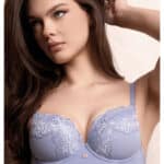 Дантелен сутиен без подплънки Lormar Plunge Saten 1900 Frost