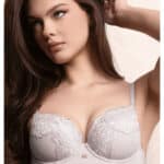 Дантелен сутиен без подплънки Lormar Plunge Saten 1900 Greige