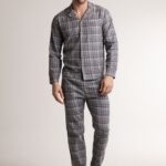 Мека мъжка пижама с копчета Infiore Uomo Checkout 4690 Antracite