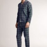 Мека мъжка пижама с копчета Infiore Uomo Checkout 4690 Blu
